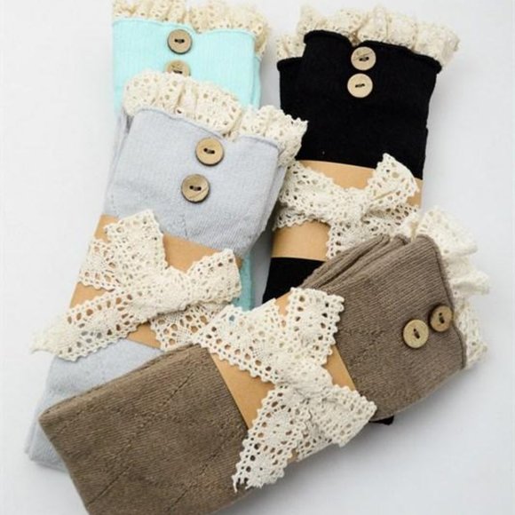 Knee High Diamond Knit Lace Boot Socks - Picture 2 of 3